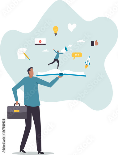 Storytelling communicate brand story or idea to listener, narrative message,people concept.