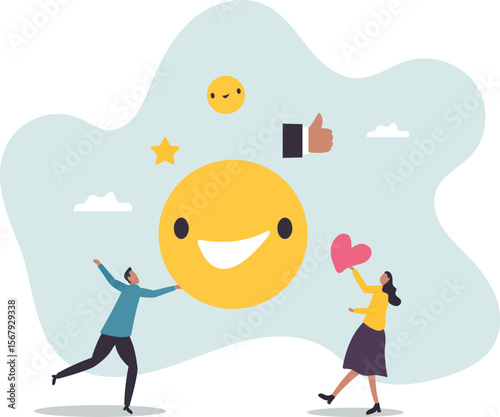 Employee satisfaction, workplace happiness or success team motivation, employee engagement or participation,people concept.