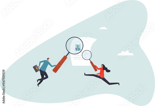 Recruitment, review candidate resume, talent seeker or HR human resource examine applicant, employee or job description,people concept.