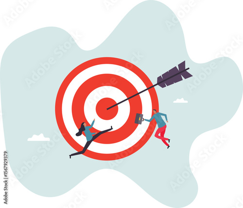 Company target achievement, business goal or objective to achieve, team strategy, leadership development,people concept.