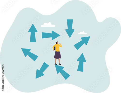 Tough decisions, choosing career path, make choices or think about final result, business directions challenge,people concept.