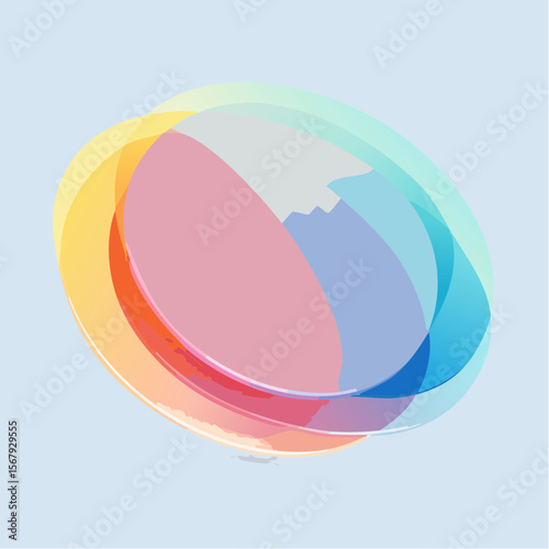 Abstract colorful overlapping circles, pastel hues, translucent design element.