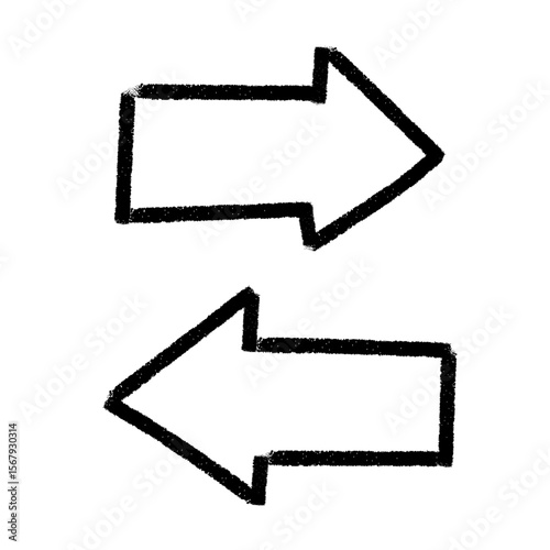 Black Outline Left and Right Arrows Vector Icon.