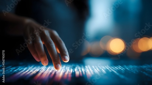 A hand hovers over a digital investment dashboard