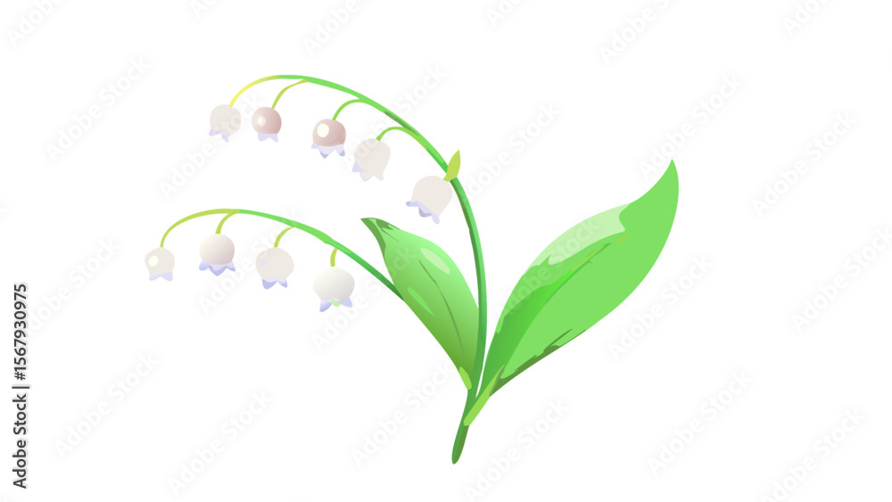 Fototapeta premium lily-of-the-valley-flower-in-digital-painting-