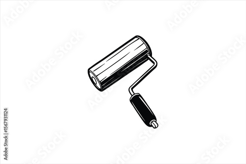 Black and White Paint Roller Illustration