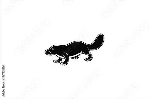 Black and White Platypus Silhouette