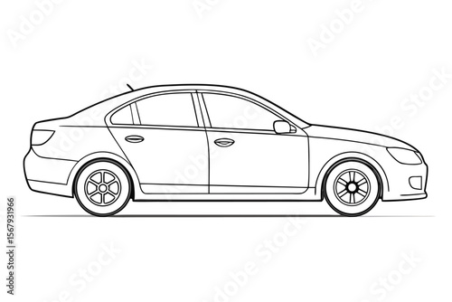 Black vector illustration of a luxury sports car, isolated white background