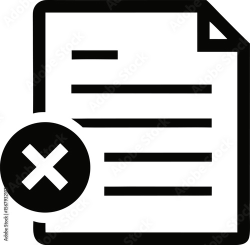 Document with Cross Mark Icon Vector