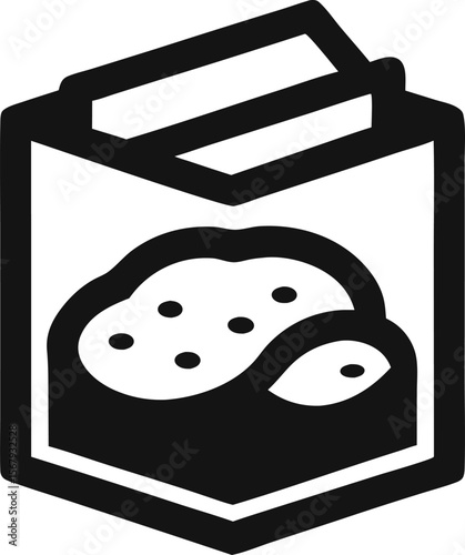 Hash Browns in Packet Icon Black and White