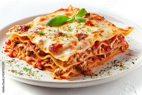 Ultra Hd Image of Traditional Italian Lasagna Isolated on White
