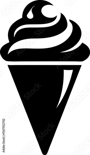 Ice Cream Cone Icon Black and White Vector