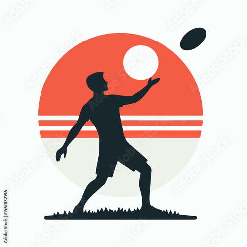 man playing Frisbee silhouette, man playing Frisbee vector
