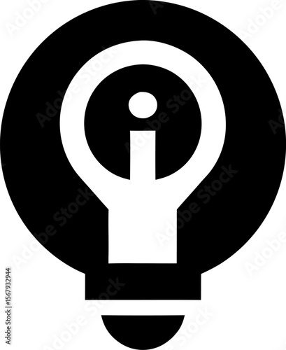 Lightbulb Information Icon Black and White Vector