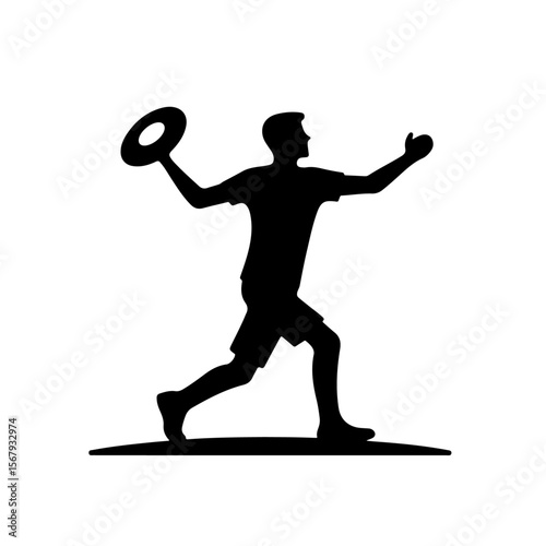 man playing Frisbee silhouette, man playing Frisbee vector