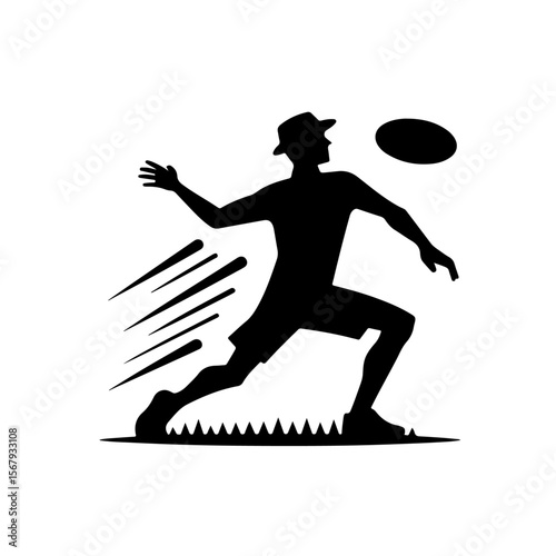 man playing Frisbee silhouette, man playing Frisbee vector