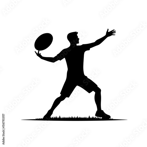 man playing Frisbee silhouette, man playing Frisbee vector