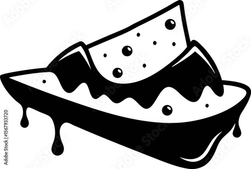 Nachos with Melted Cheese Dip Illustration