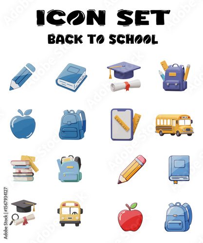 Icon Set Vector Back To School