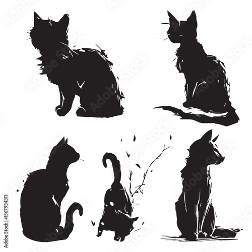 black silhouettes of cats