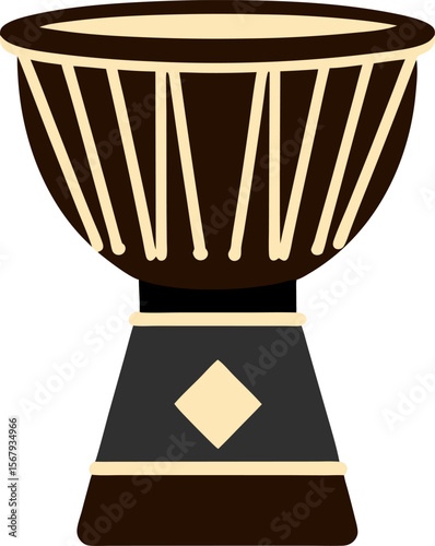 Djembe drum icon .Flat silhouette version. stock illustration