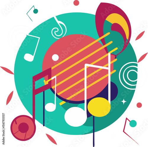 Music notes background, stock illustration