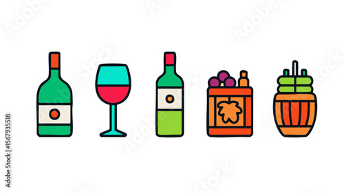 Wine bottles glass barrel grapes vineyard winery alcohol beverage drink tasting sommelier cellar design