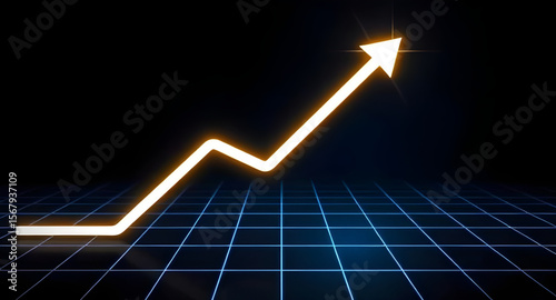 line graph with arrow, black background business, corporate graph, financial growth arrow, market analysis chart, business statistics, profit increase, upward trend, data visualization, modern graph d