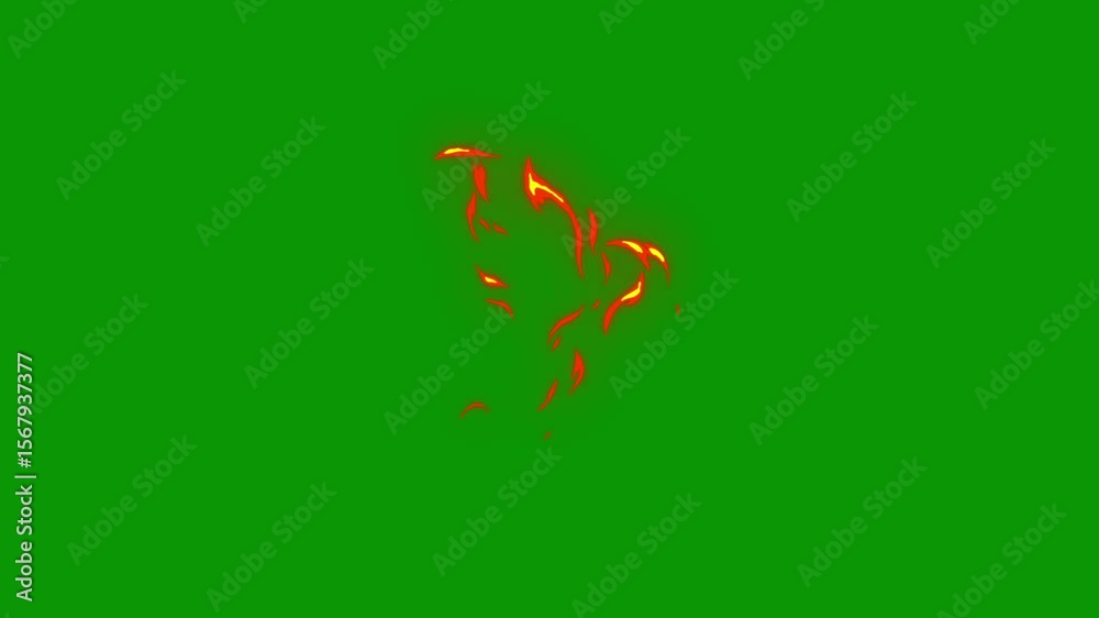 Cartoon Style Fire Elements animation, Fire flame tourch looping 2D animation, Element Motion FX Flash Animation with Fire Element featuring fire elements shooting out and creating curved lines. 4k