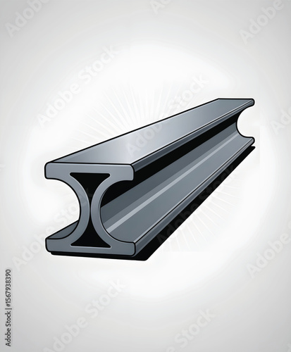 Steel I-beam Illustration, Metal Construction Component, Engineering and Architecture


