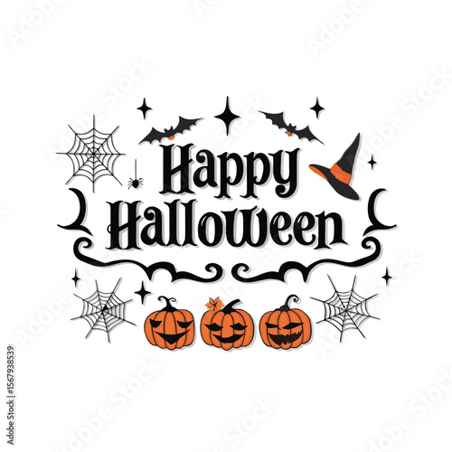 Happy halloween bright vector illustration. pumpkin jack-o-