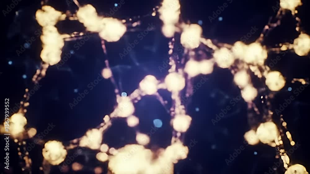 Abstract Network Glowing Nodes and Connections in Deep Space