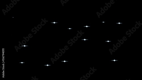 Night Sky Blinking Star, Sparkling Stars Motion, Twinkle Light Glow,Twinkle Star Glitter, Doodle Style Stars, Seamless Loop, Twinkling Star Animation on black Screen Background.4k