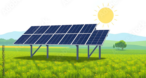 Solar panels on the field, Solar energy, Renewable energy, Solar power farm, Photovoltaic panels, Green energy source, Solar array in field, Sustainable power, Solar installation, Solar grid on land, 