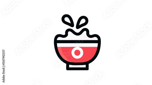 Bowl food splash soup ramen illustration graphic design art restaurant cafe kitchen icon vector image