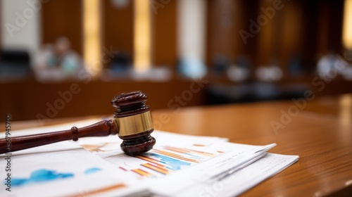 Gavel resting on medical documents symbolizing health-related legal dispute, healthcare law and justice system concept, medical malpractice or insurance claim case.