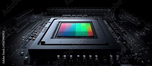 High-Resolution Close-up of a Modern Camera Sensor with Detailed Circuitry