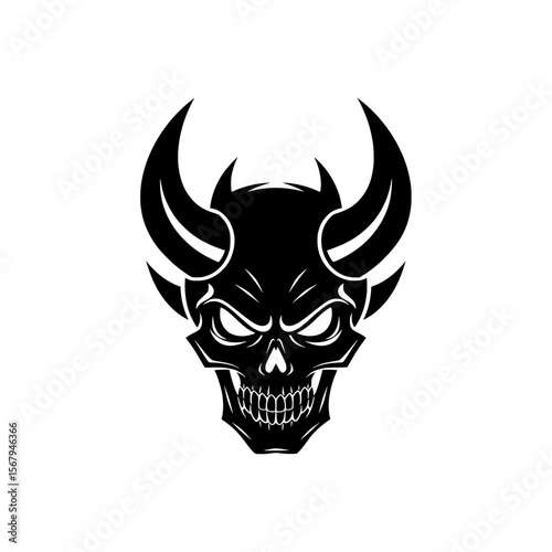 Black Horned Demon Skull