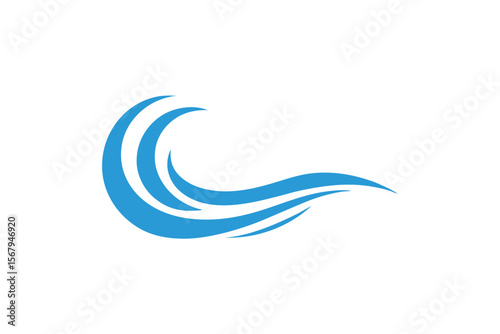 Blue Wave Line Vector Icon Set for Nature Design Projects
