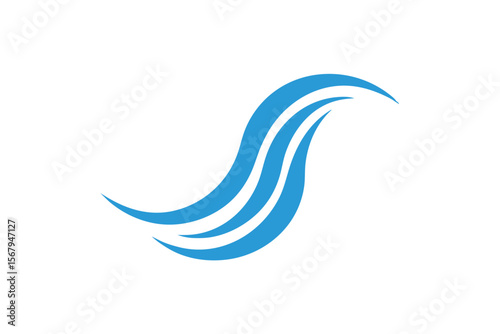 Blue Wave Line Vector Icon Set for Nature Design Projects