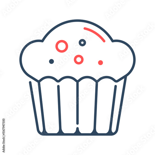 Muffin icon. bakery, cupcake, dessert, snack, sweet, pastry, breakfast, treat. Vector Icon Illustration