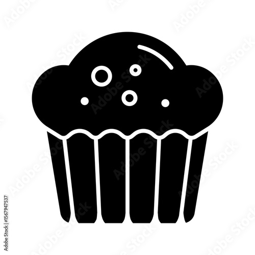 Muffin icon. bakery, cupcake, dessert, snack, sweet, pastry, breakfast, treat. Vector Icon Illustration