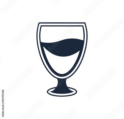 Blue Outline Wine Glass Vector Icon Set for Celebration Design Projects