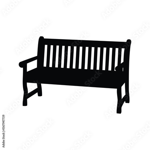 Silhouette of a park bench offers a simple outdoor seating option