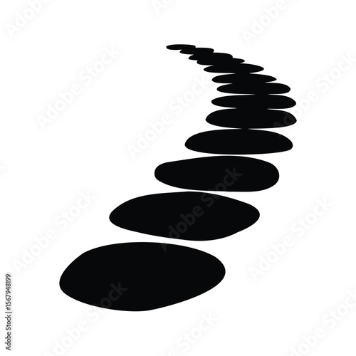 Zen Garden Stepping Stones Silhouette Guiding the Path to Tranquility