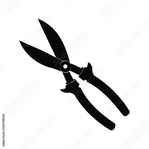 Silhouette of garden shears tool equipment with ergonomic handles and blades