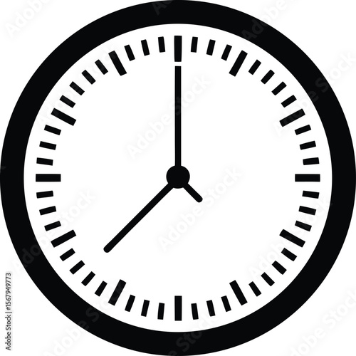 A simple clock face with hands indicating the time 