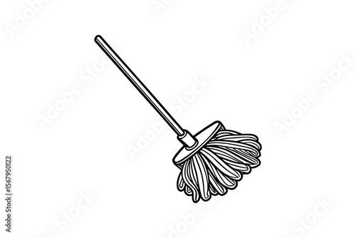 Mop Cleaning Tool Outline Style Silhouette