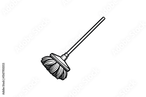 Mop Illustration for Cleaning Services in Silhouette Style