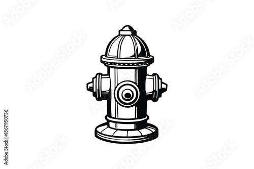 Fire Hydrant Black and White Graphic Silhouette